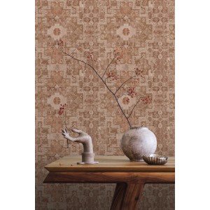 ESTAhome Tapete Orientalisches Kelim-Patchwork Graubraun 50 X 900 Cm - 131365