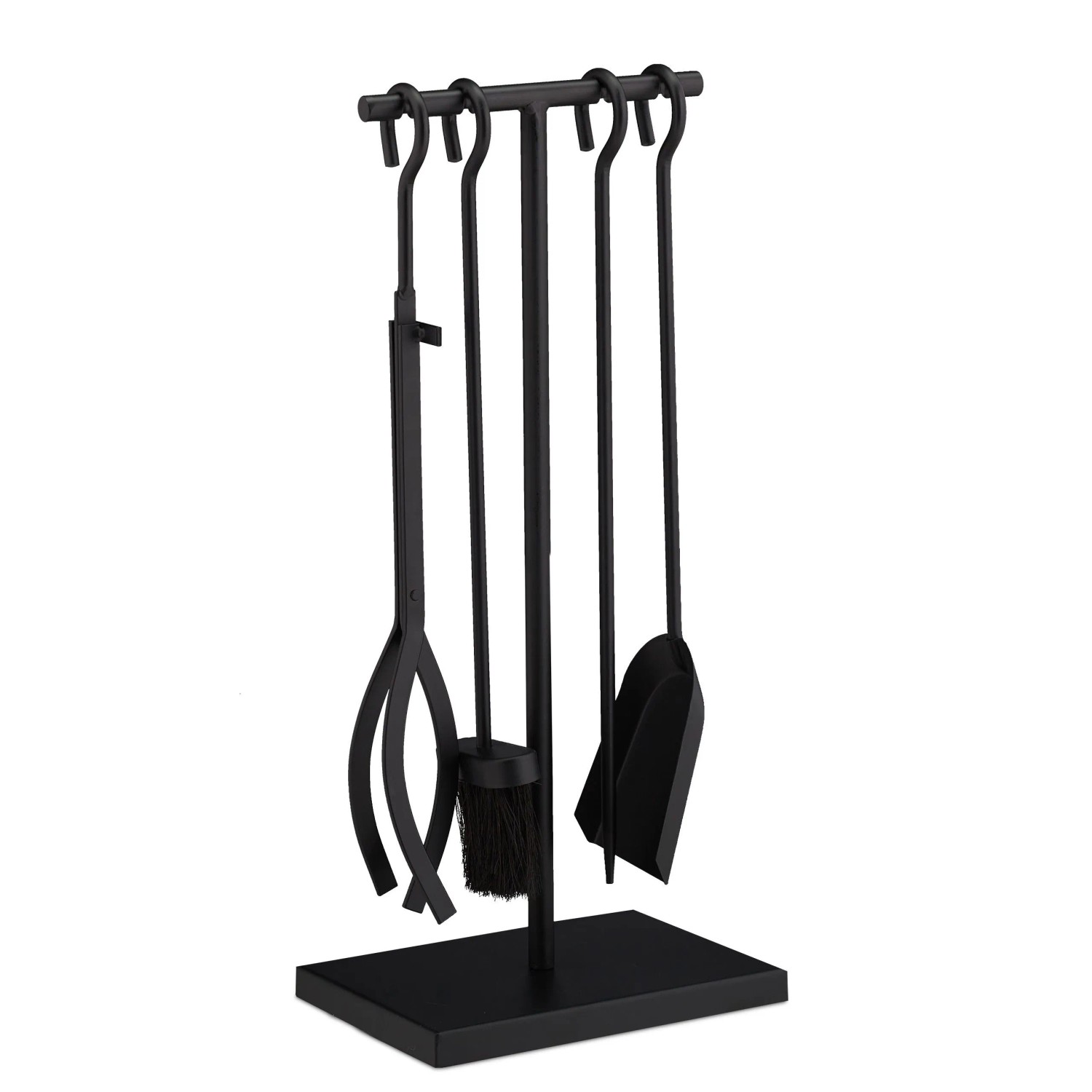 Relaxdays Kaminbesteck Stahl Schwarz 5-teilig 57 cm x 25 cm x 18 cm