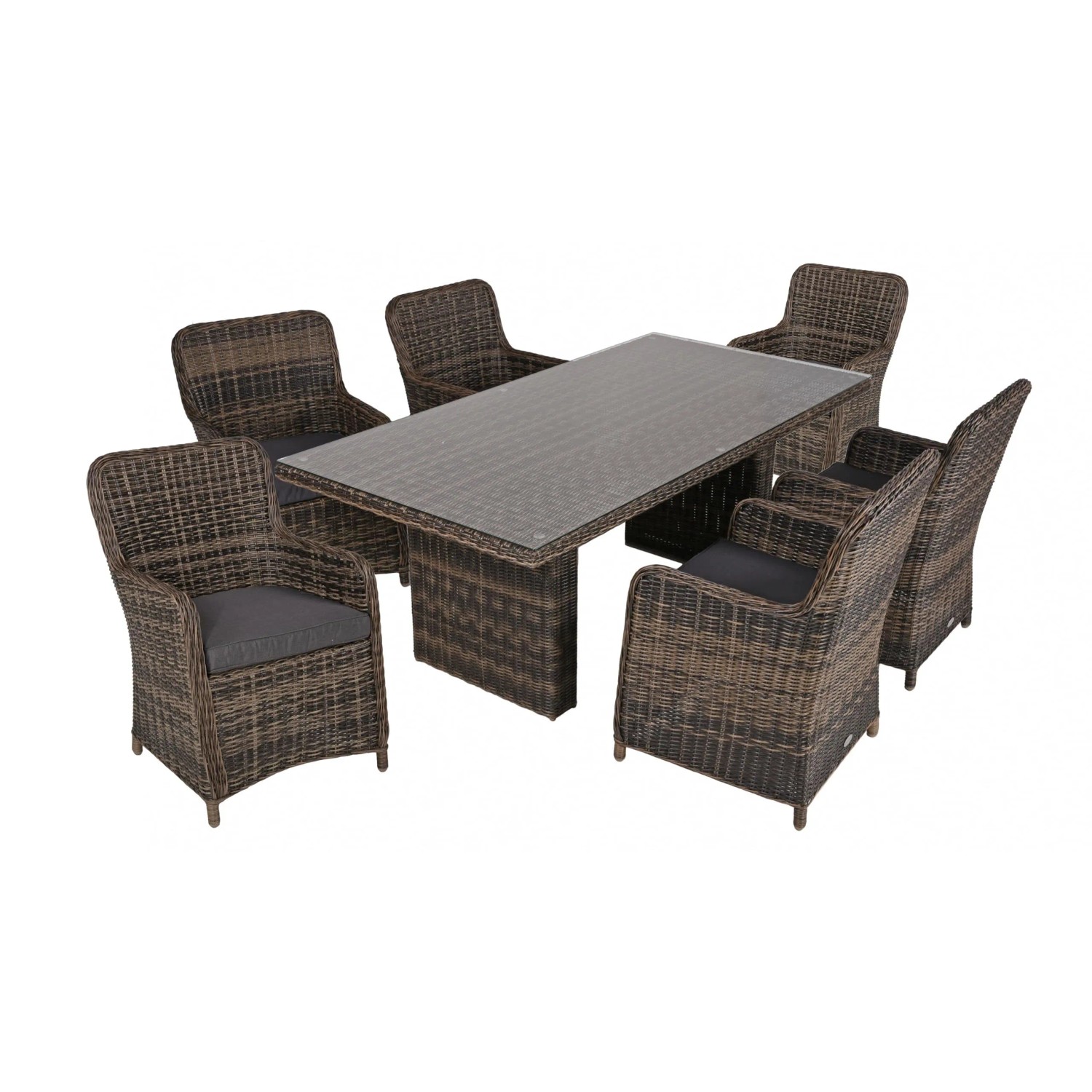 DELUKE Garten-Sitzgruppe MILAN 7-tlg. Kunststoff Nelkenbraun Gartenmöbel-Set Garten-Essgruppe Stühle Esstisch