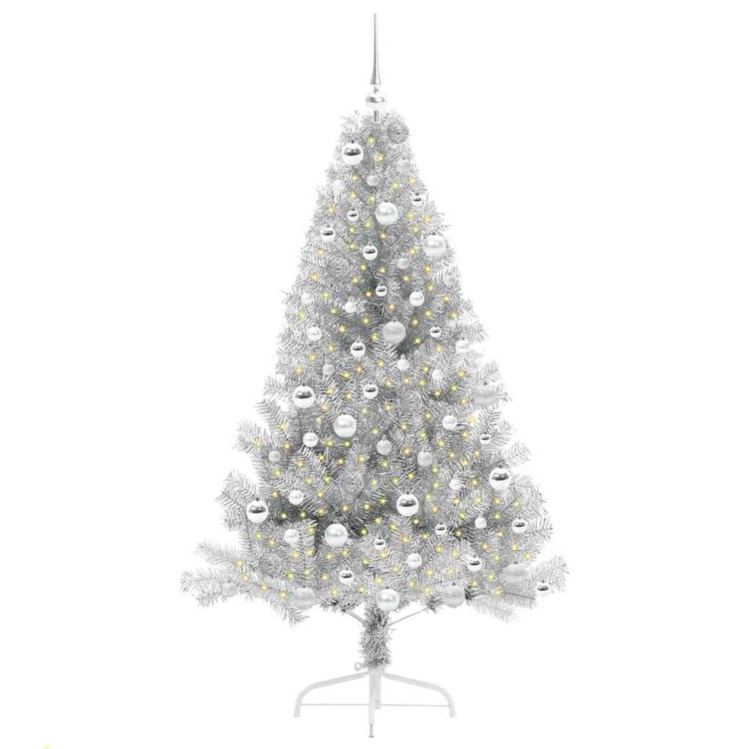 vidaXL Künstlicher Vorbeleuchteter Weihnachtsbaum Silber 180 cm 3397211