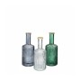 Relaxdays Vasen 3er Set Glas Transparent Grün Blau Gold Rillen 20,5 cm x 8 cm 0,39 kg
