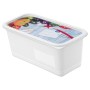 Rotho Gefrierdose Domino, 1,5L, 3er-Set. Vorratsdose aus Kunststoff, weiß mit Gemüse-Motiv auf dem Deckel.