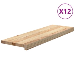 12er Set unbehandelte Treppenstufen aus Eiche, 80x30 cm, Massivholz