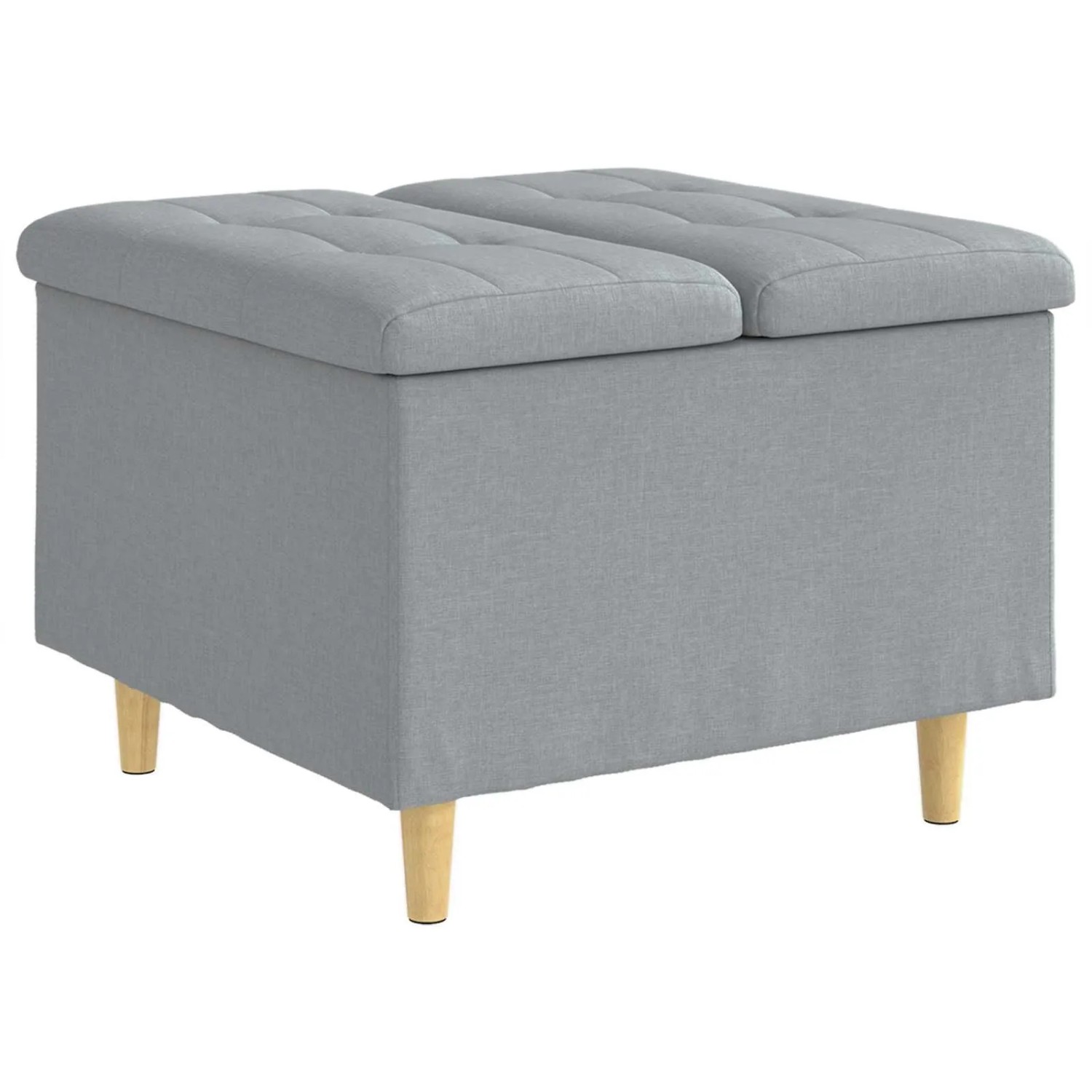 vidaXL Aufbewahrungsottomane mit Kissen Hellgrau 60 x 60 x 45 cm Stoff 876818