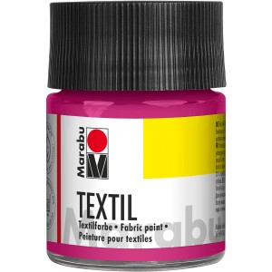 Marabu Textilfarbe in Magenta, 15 ml Flasche für Stoffmalerei und Textildruck.