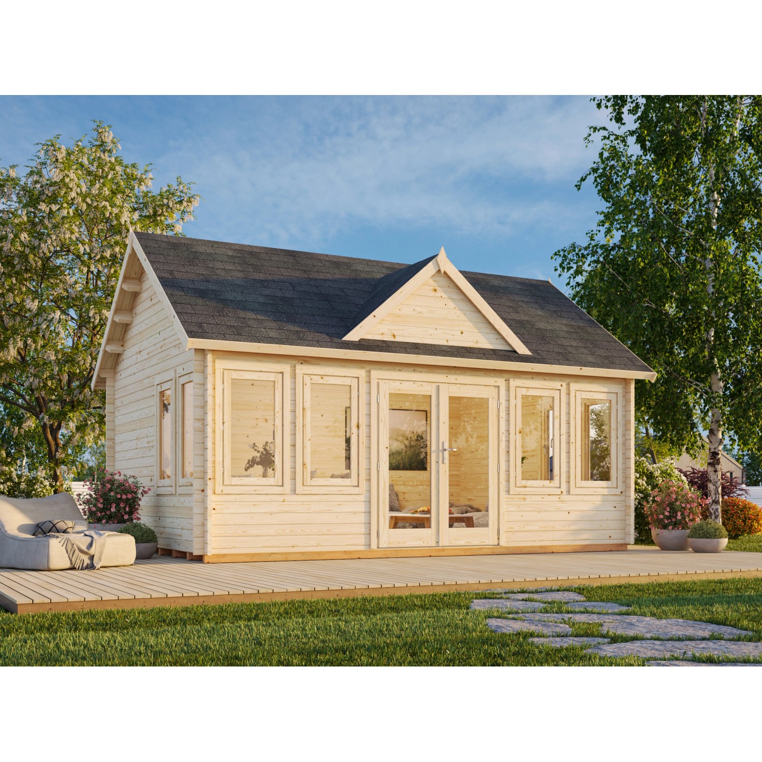 Palmako Gartenhaus Claudia 530 x 380 cm Lackiert Grau-Anthrazit FSC® günstig online kaufen