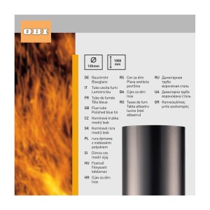Firefix Rauchrohr, Ø 120 mm, 1 m, blauglänzend, für Kaminöfen.