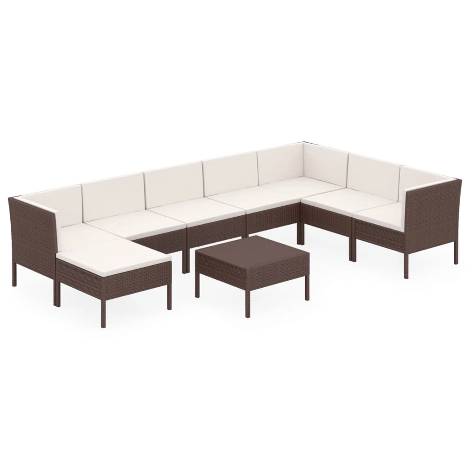 vidaXL 9-tlg Garten-Lounge-Set mit Auflagen Poly Rattan Braun Modell 17