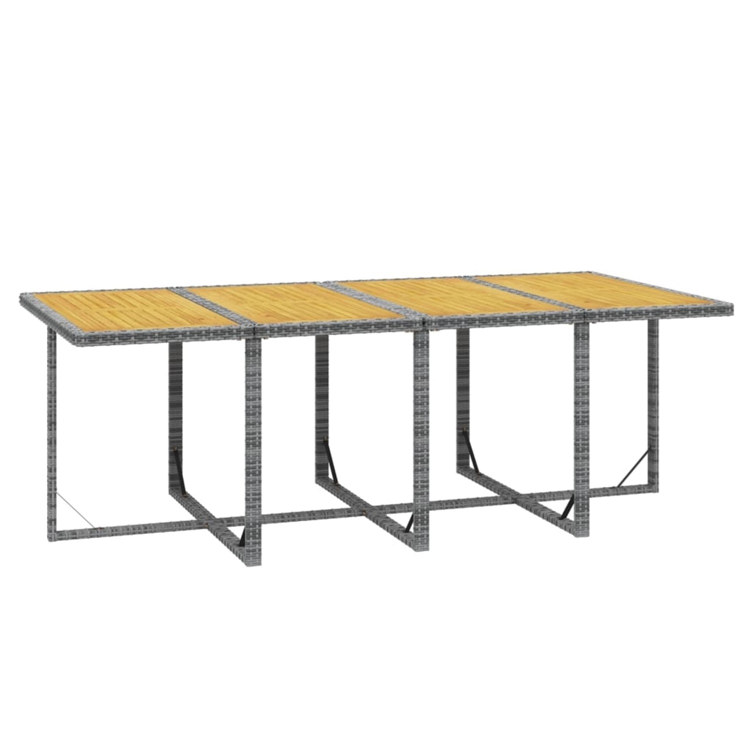 Graue vidaXL Garten-Essgruppe, 9-teilig, mit Auflagen. Tisch mit Akazienholz-Optik und Rattan-Gestell.