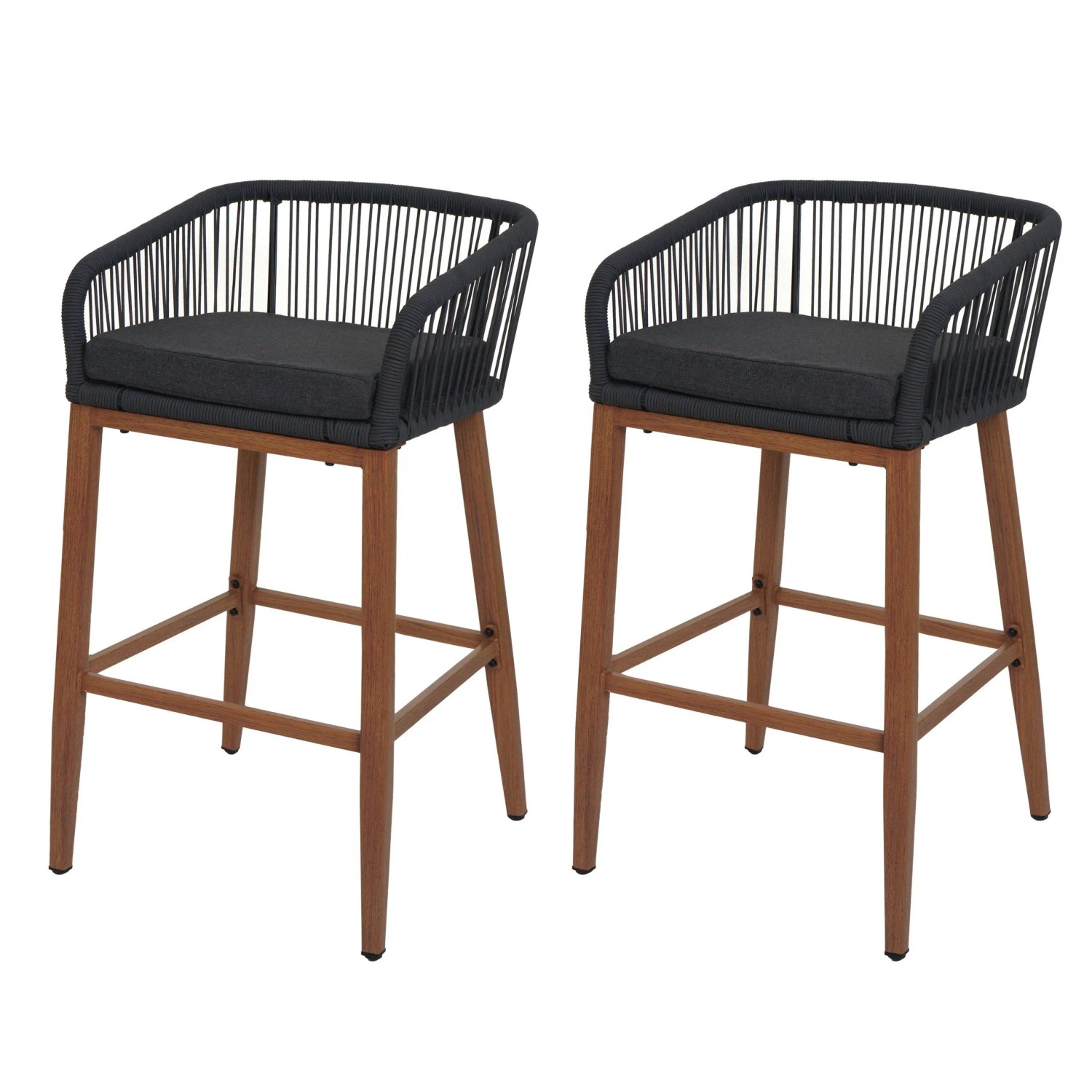 Proregal 2er-Set Rope-Barhocker HxBxT 92x51x53 cm Sitzhöhe 76cm Anthrazit K günstig online kaufen