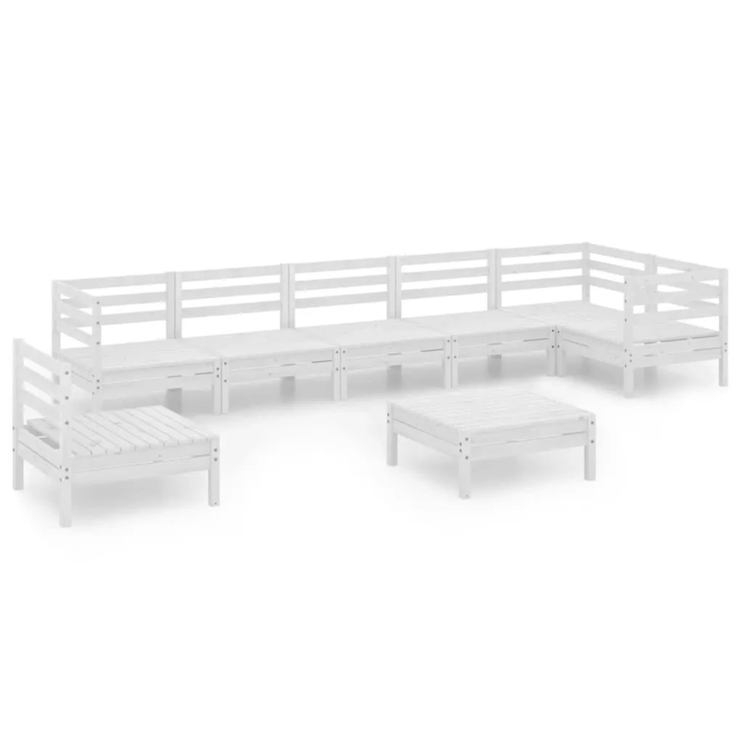vidaXL 8-Tlg Garten-Lounge-Set Massivholz Kiefer Weiß 3082743