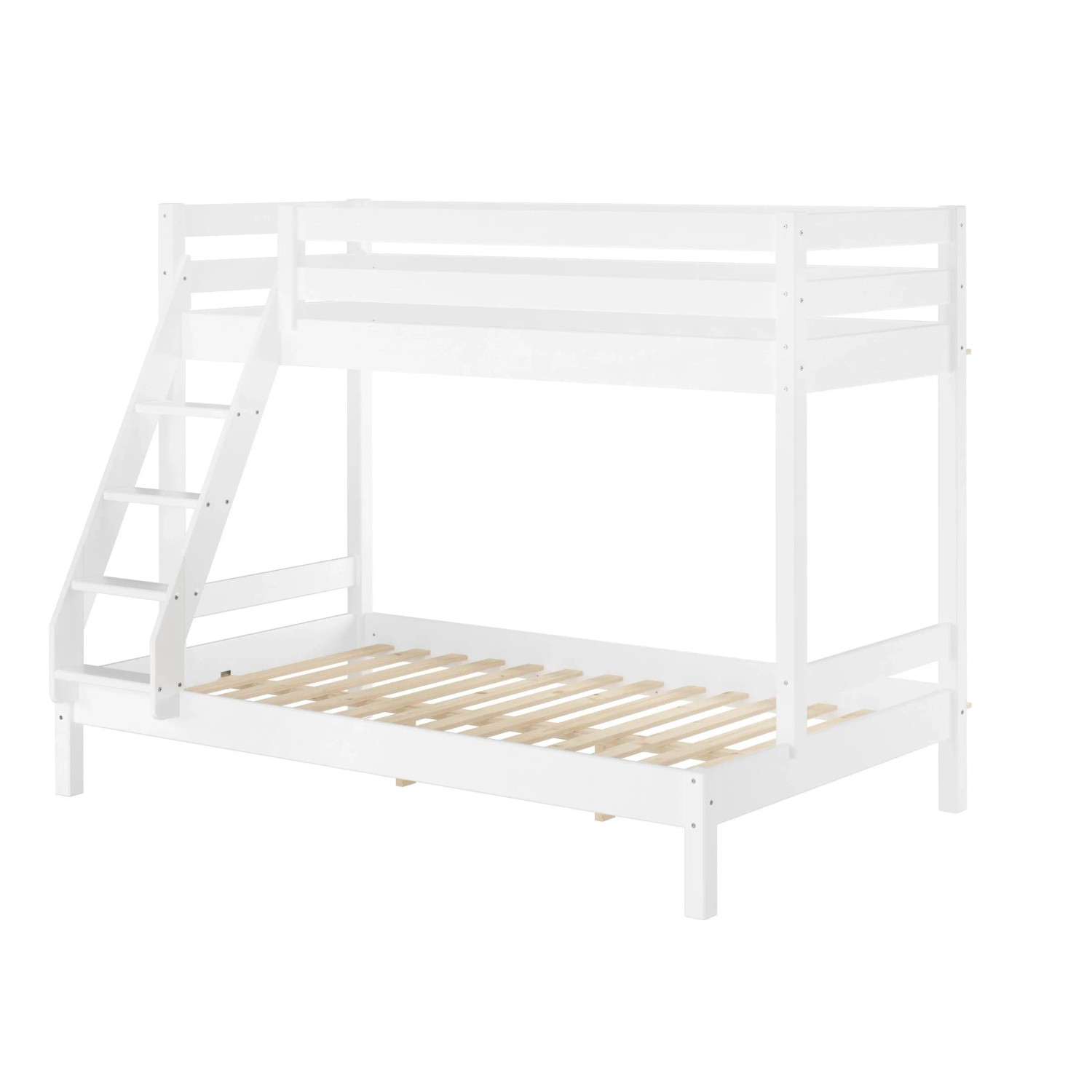 Erst-Holz Doppel Stockbett 80 x 200 cm / 120 x 200 cm für Erwachsene Weiß Modell 18 Rollrost inkl.