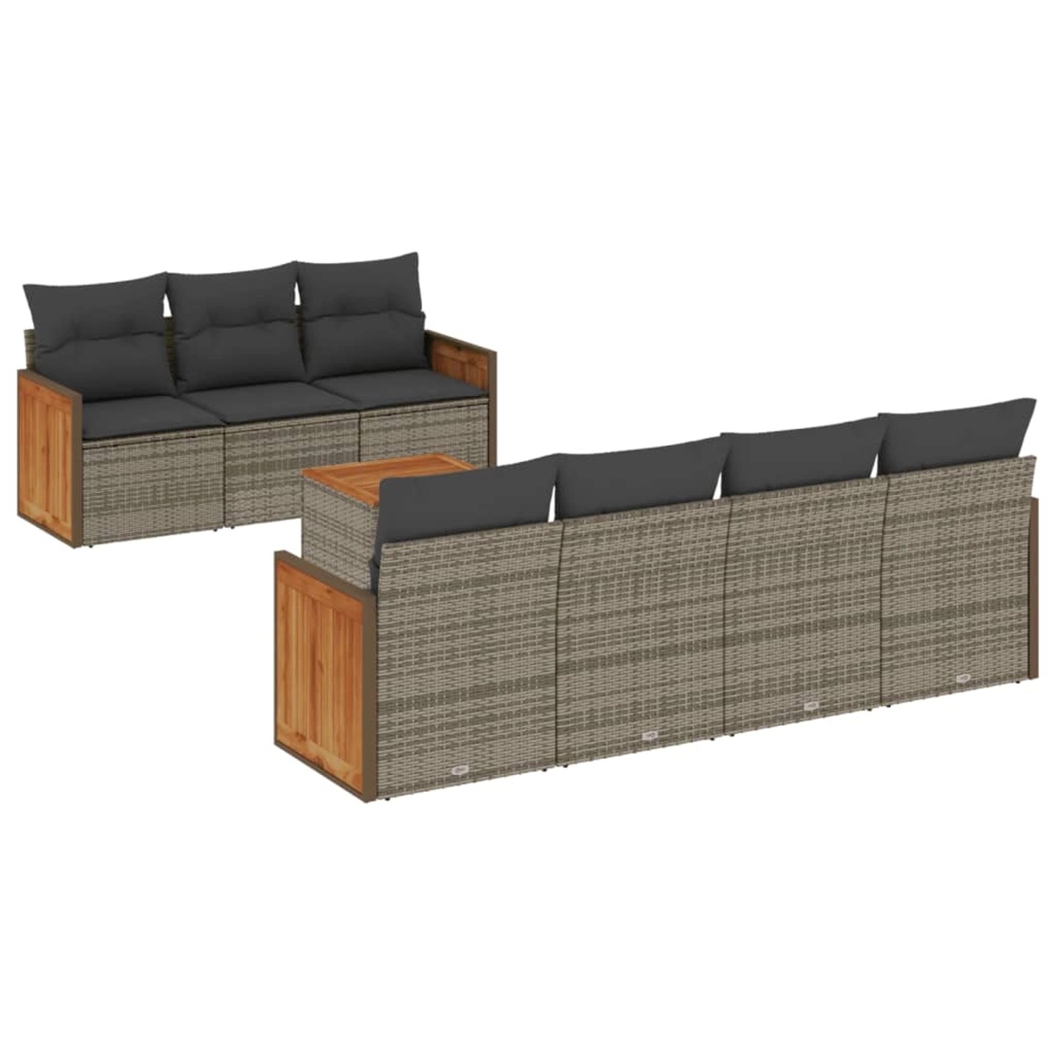 vidaXL 8-Tlg Garten-Sofagarnitur mit Kissen Grau Poly Rattan 3227488 günstig online kaufen
