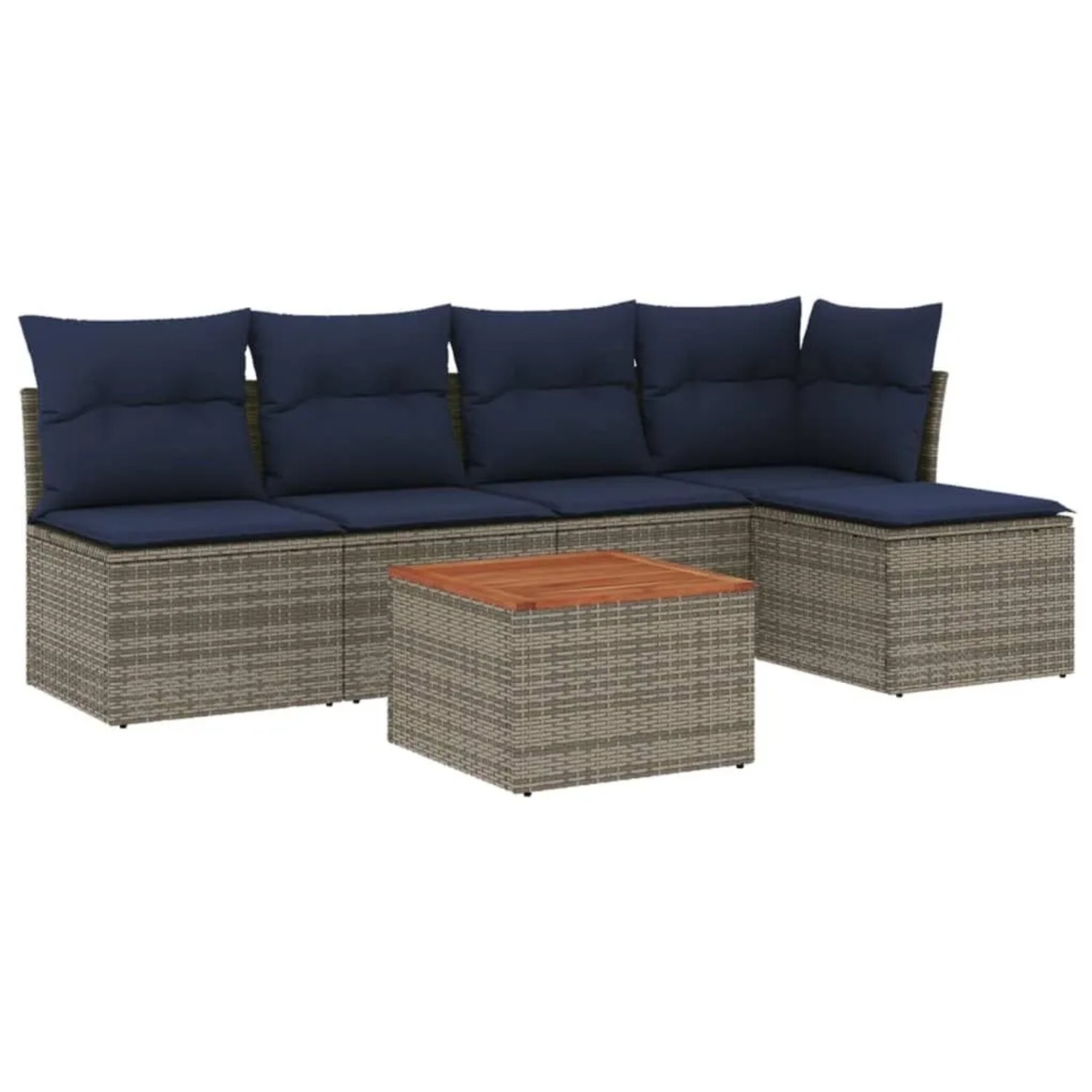 vidaXL 6-Tlg Gartensofa-Set mit Kissen Grau Polyrattan 3255935 günstig online kaufen