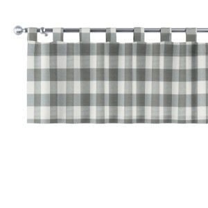Dekoria Kurzgardine mit Schlaufen, weiß-grau kariert, blickdicht.