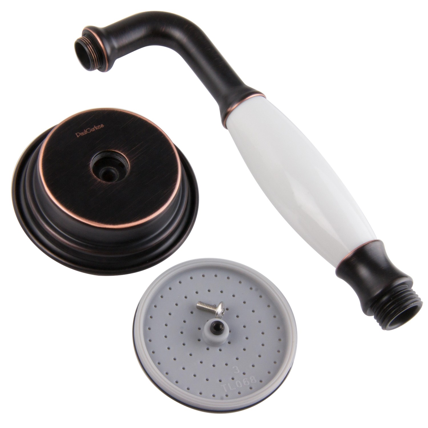 PaulGurkes Aufputz Duschset in Schwarz Retro mit Regendusche und Nostalgie Handbrause.