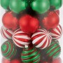 Weihnachtskugel-Set, 50-teilig, Ø 6cm, rot, weiß, grün, mit Zuckerstangen, im transparenten Behälter.