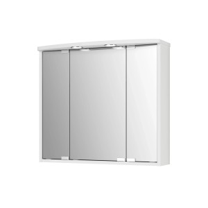 Jokey Spiegelschrank Lumo, 67,4x60,3 cm, weiß hochglanz mit LED-Beleuchtung und drei Spiegeltüren.