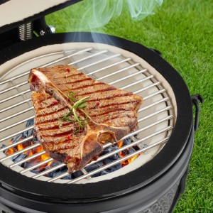 Relaxdays Kamado Grill Keramik Schwarz Mit Thermometer 56,5 cm x 43 cm x 46 cm 22 kg