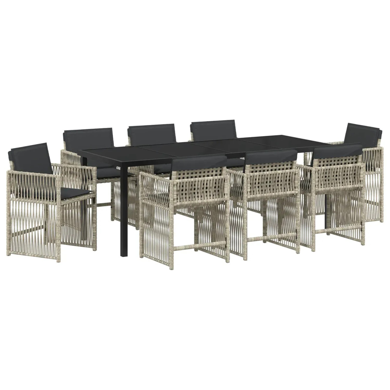 vidaXL Garten Essgruppe 9-Tlg Hellgrau Poly Rattan 3380668