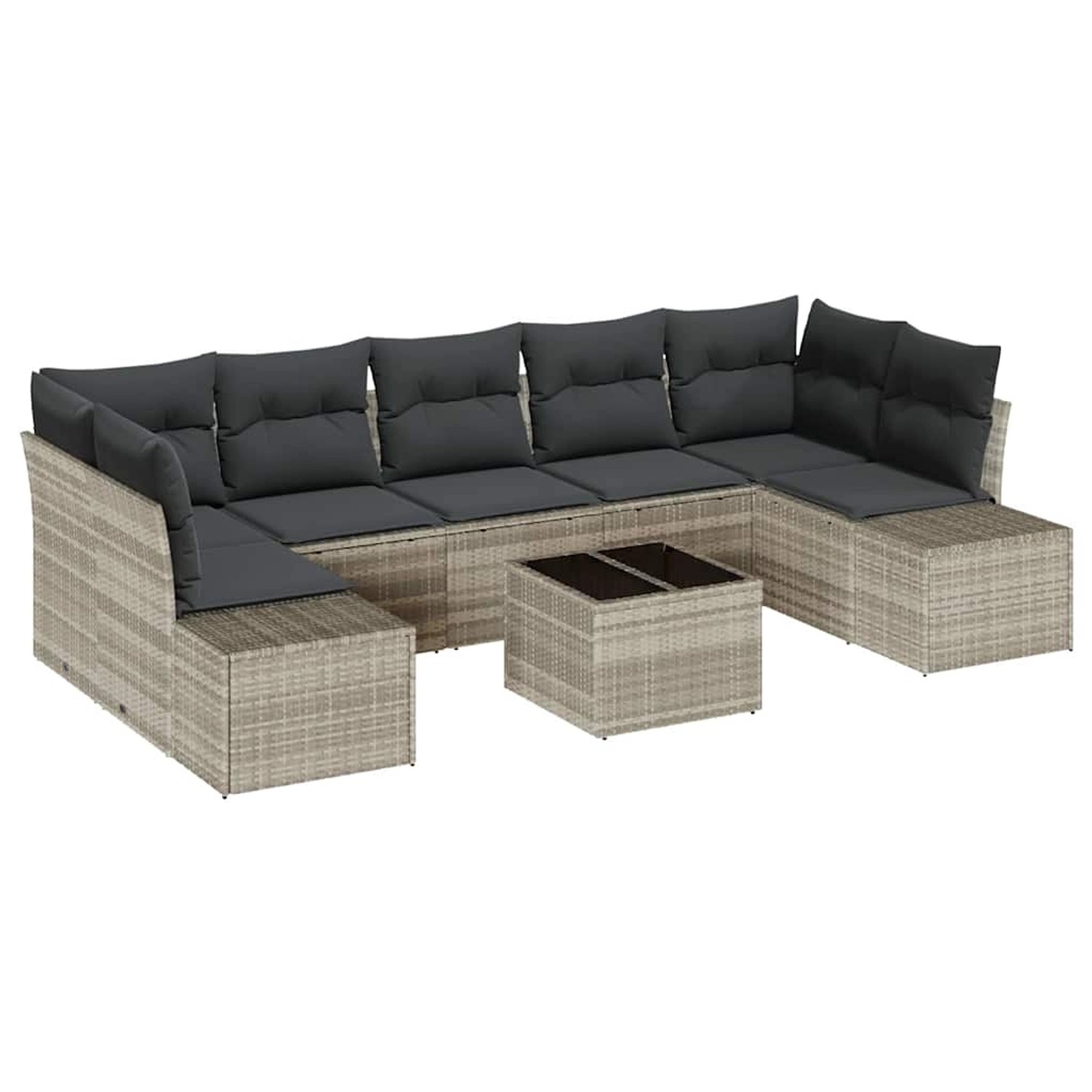 vidaXL Garten-Sofa-Set 8-Tlg Hellgrau Poly Rattan 3346982 günstig online kaufen