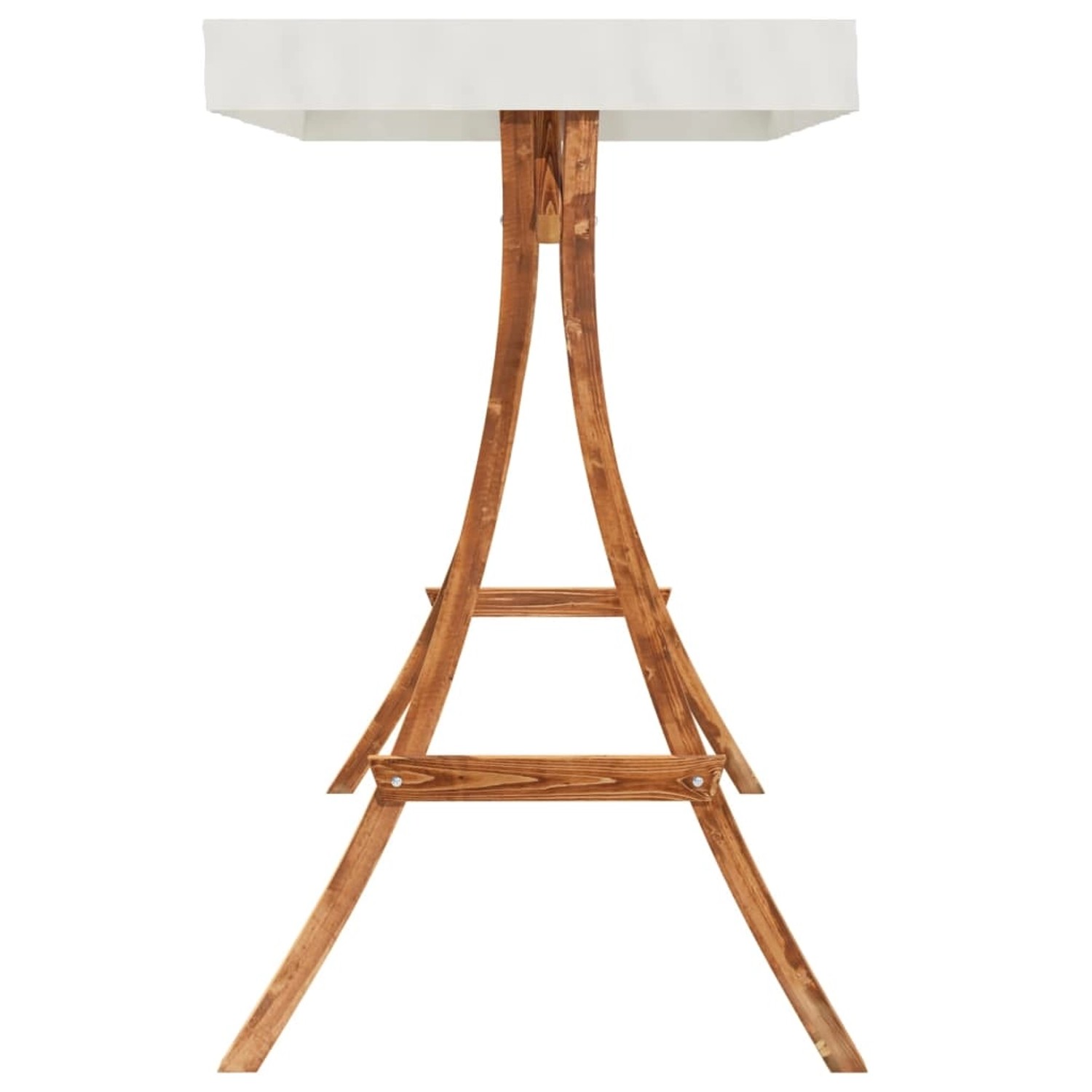 vidaXL Hollywoodschaukel mit Dach, Fichte Massivholz Teak-Finish. Gestell mit creme farbenem Dach.