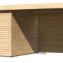 Karibu Holz-Gartenhaus Boras mit Flachdach und Anbau, unbehandelt.