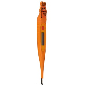 Digitales Fieberthermometer im Maus-Design, orange, für Kinder. Thermometer mit flexibler Spitze.