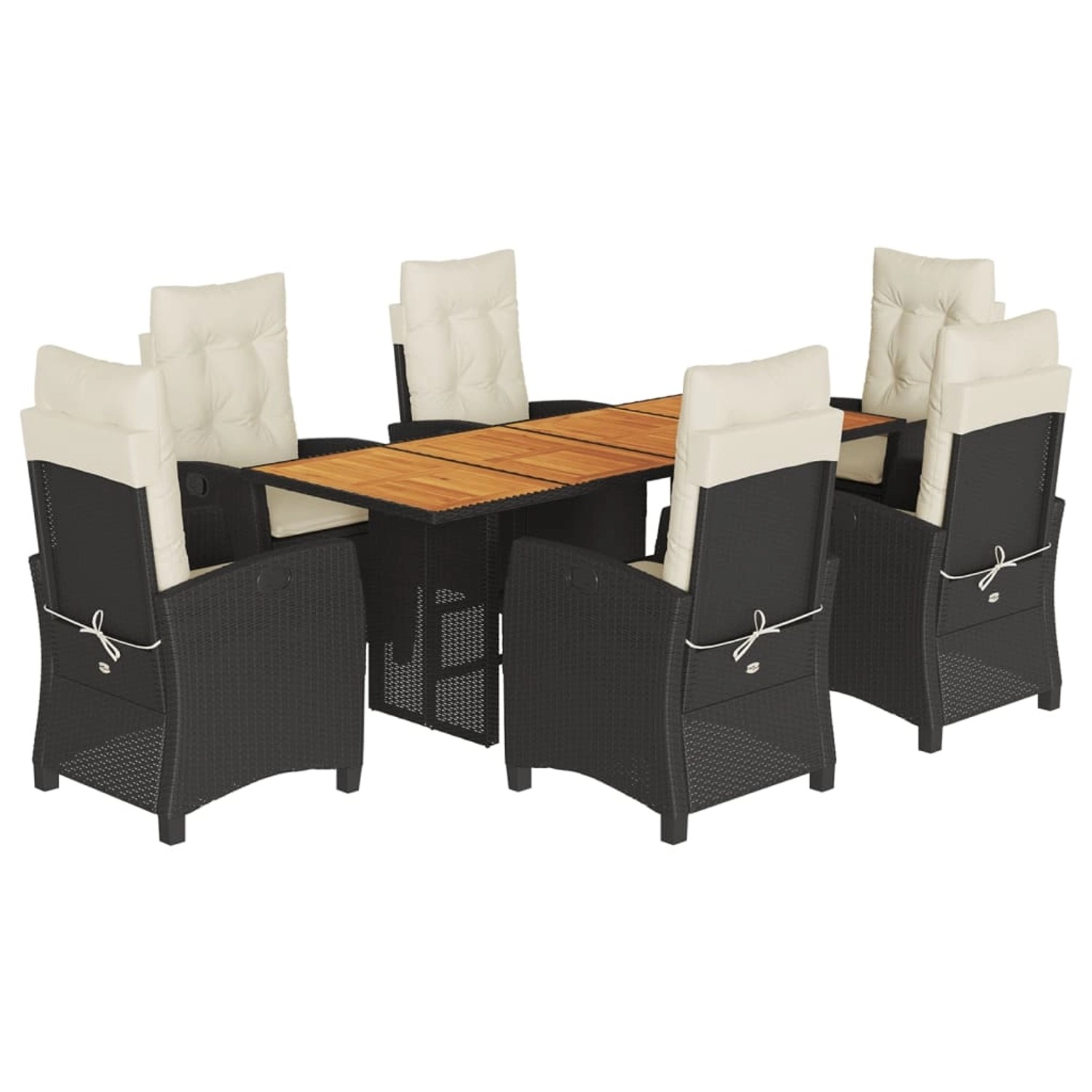 vidaXL 7-Tlg Garten-Essgruppe mit Kissen Schwarz Poly Rattan 3212704 günstig online kaufen