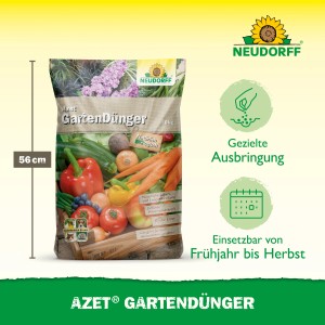Neudorff Azet Gartendünger 10 kg Sack mit Gemüseabbildung.