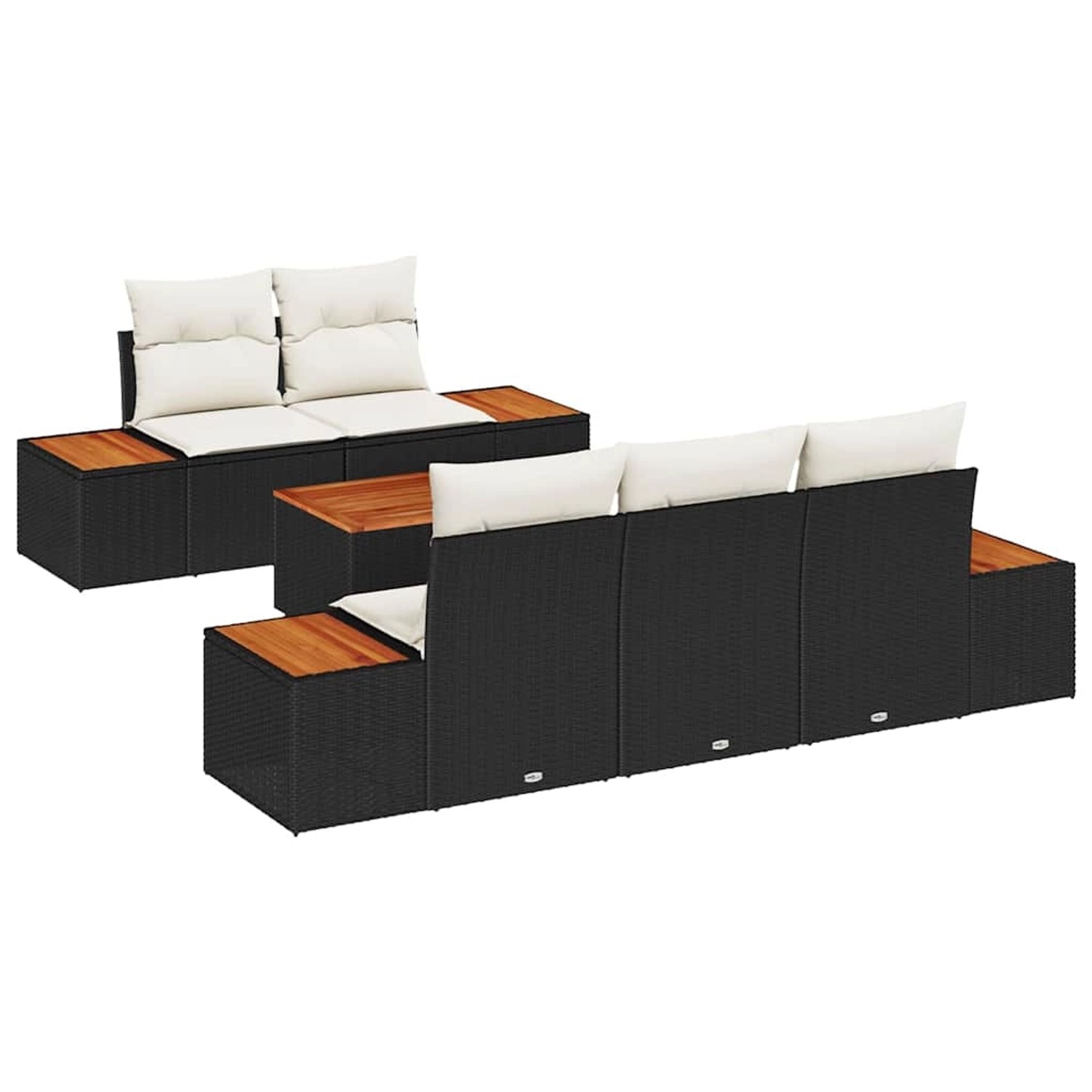 vidaXL Garten-Sofa-Set mit Kissen 6-Tlg Schwarz Poly Rattan 3356692 günstig online kaufen