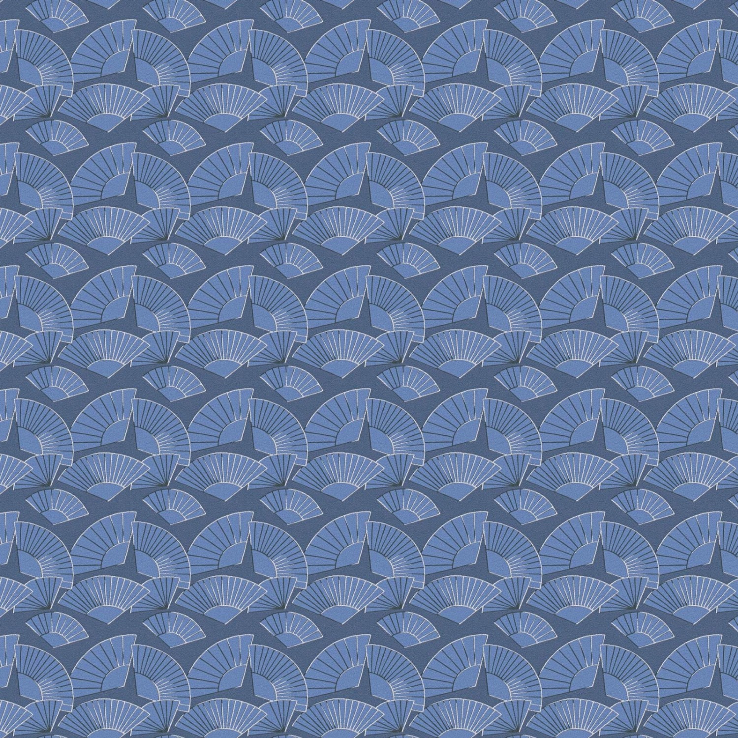 Bricoflor Edle Tapete in Blau 20er Jahre Vliestapete mit Fächer Design für Schlafzimmer und Wohnzimmer Elegante Wandtape