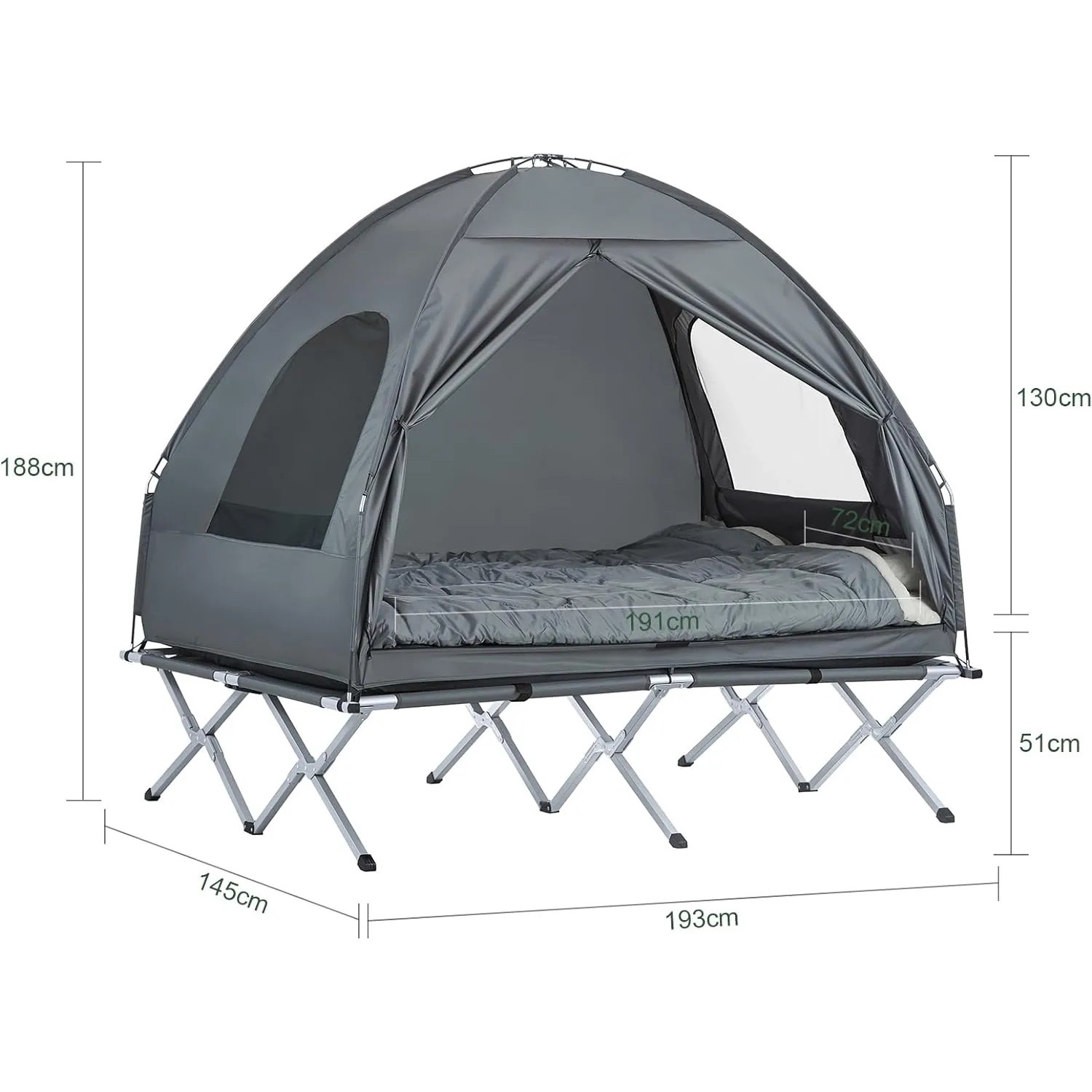 Graues SoBuy 4in1-Feldbett-Zelt mit Campingliege für 2 Personen. Ideal für Camping & Outdoor.
