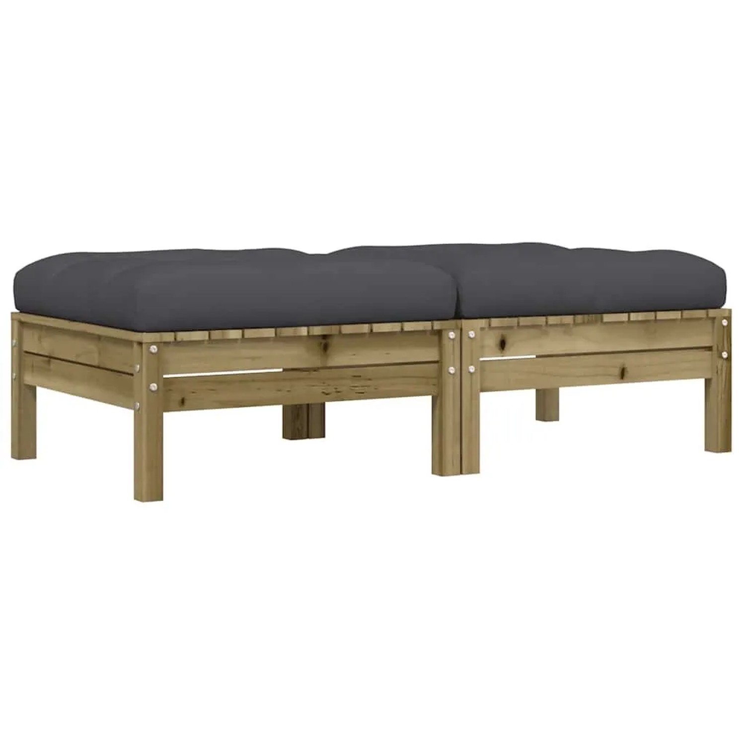 vidaXL Gartenhocker mit Kissen 2 Stk Kiefernholz Imprägniert 838172