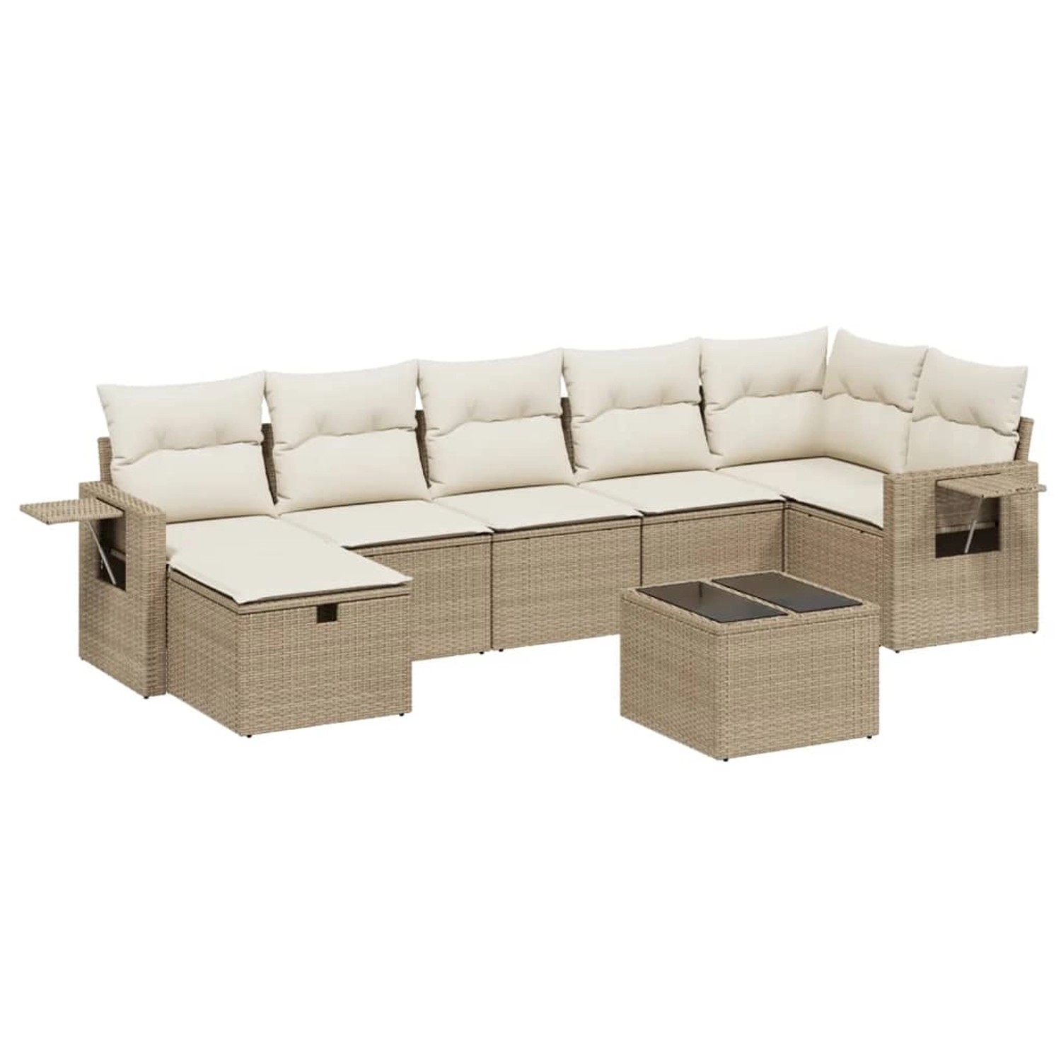 vidaXL 8-Tlg Garten-Sofagarnitur mit Kissen Beige Poly Rattan 3263824 günstig online kaufen
