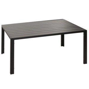 Rechteckiger Alu-Esstisch N40 140x80cm in Anthrazit. Wetterfester Gartentisch mit Lattenplatte aus Aluminium.