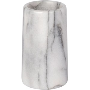 Wenko Zahnputzbecher Onyx aus Marmor, weiß mit grauer Maserung.