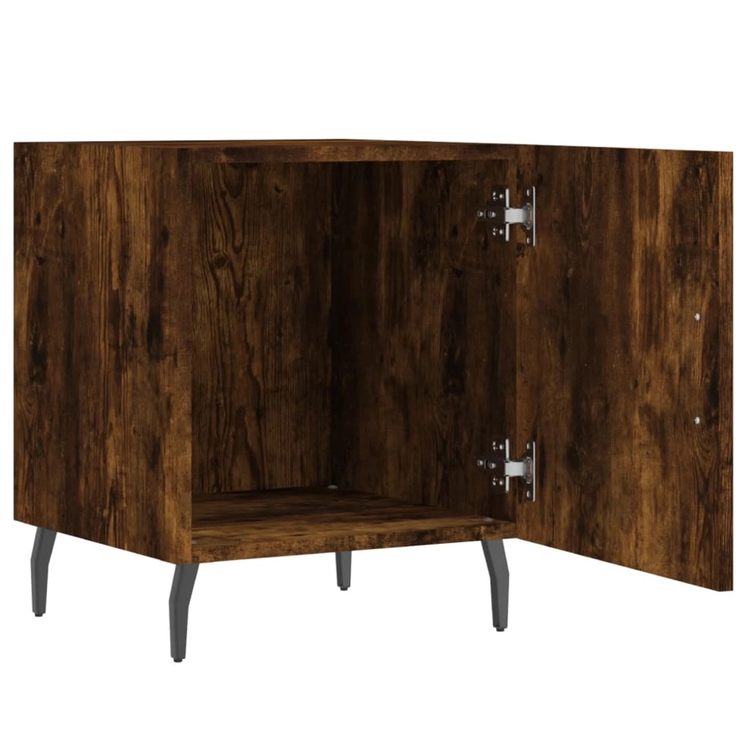 vidaXL Nachttisch (2 Stk.) in Räuchereiche, 40x40x50 cm, mit offener Tür.