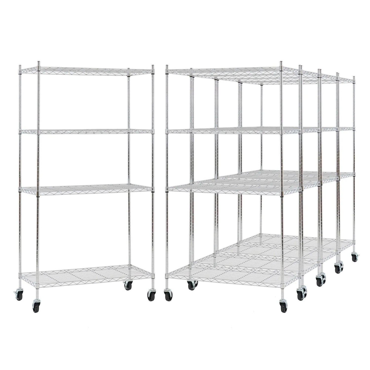 PROREGAL Mega Deal 5X Gitterregal HADES Mit Rollen & 4 Gitterböden Metall 160x90x40cm Fachlast 75kg Metallregal Chrom  Silber Küchenregal Aufbewahrung