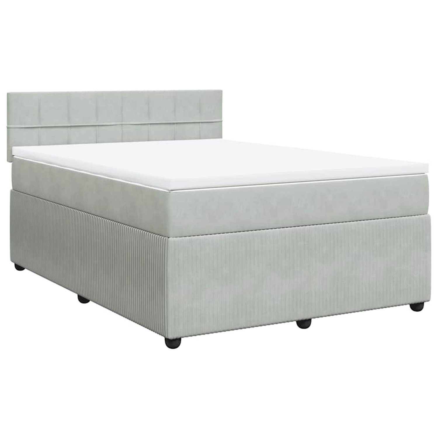 vidaXL Boxspringbett mit Matratze Hellgrau 140x200 cm Samt 3287758 günstig online kaufen