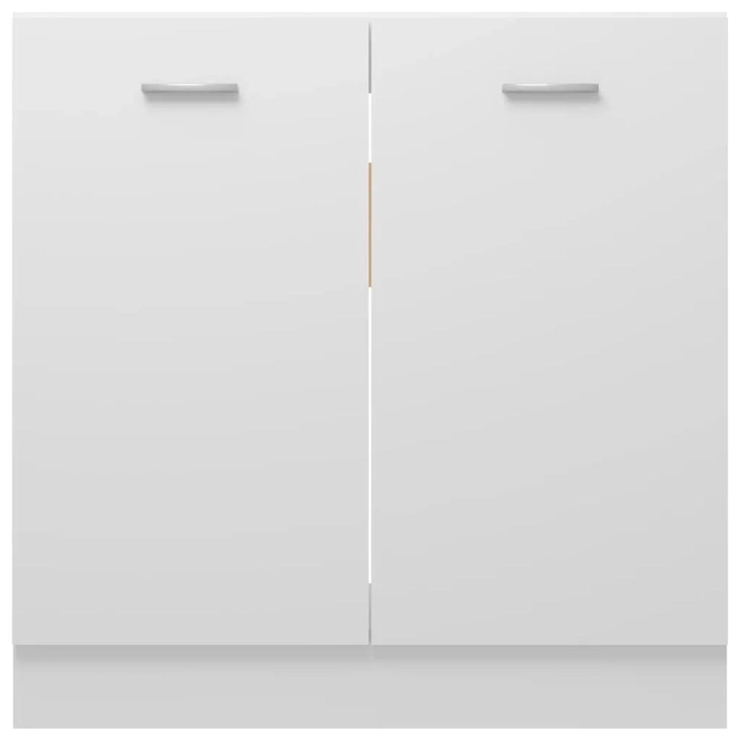 Weißer vidaXL Spülenunterschrank (80x46x81,5 cm) aus Holzwerkstoff mit zwei Türen.