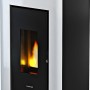 Freepoint Pelletofen Vega, Stahl weiß, 10,5 kW. Pelletofen mit Automatik und Flamme.