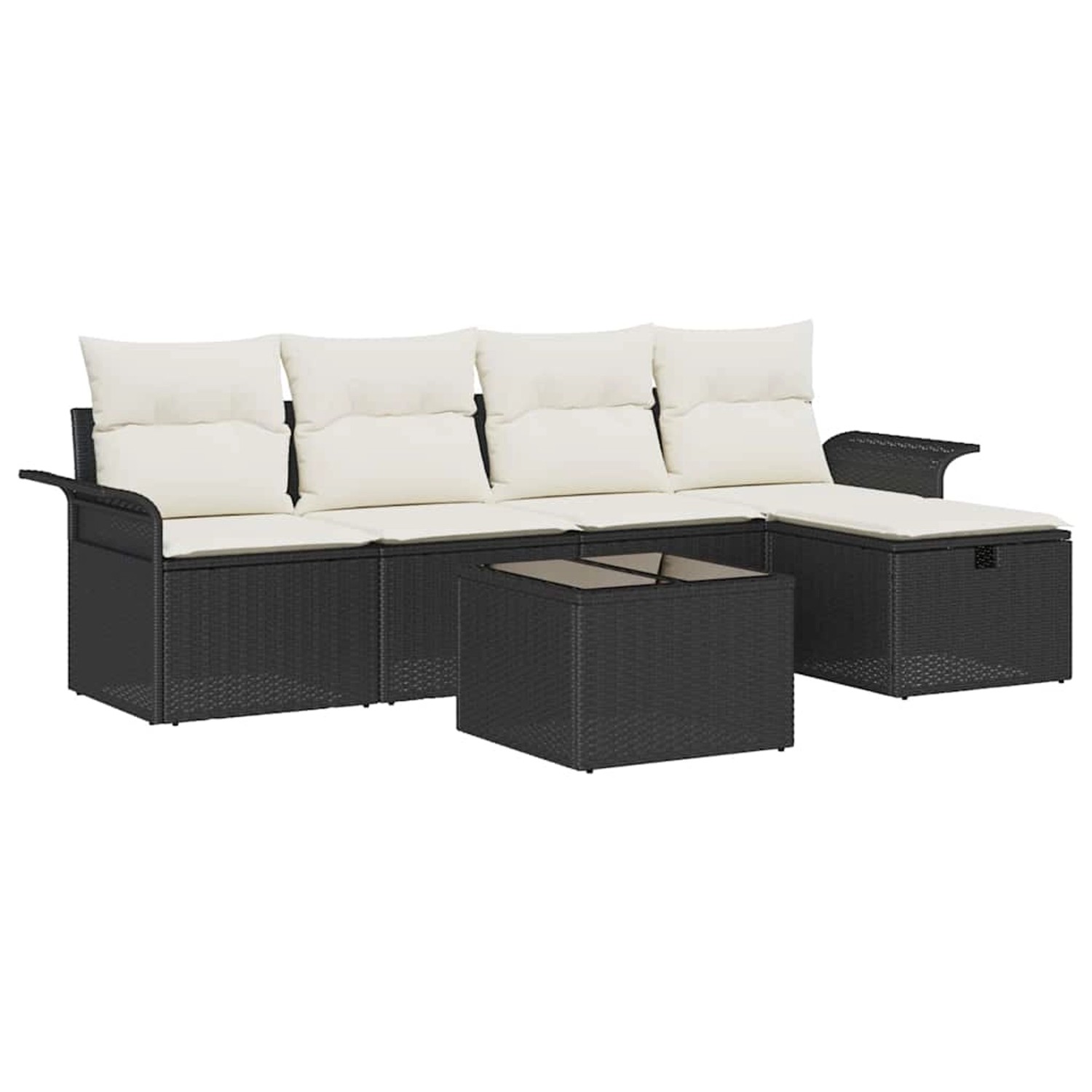 vidaXL Garten-Sofa-Set mit Kissen 6-Tlg Schwarz Poly Rattan 3360198 günstig online kaufen