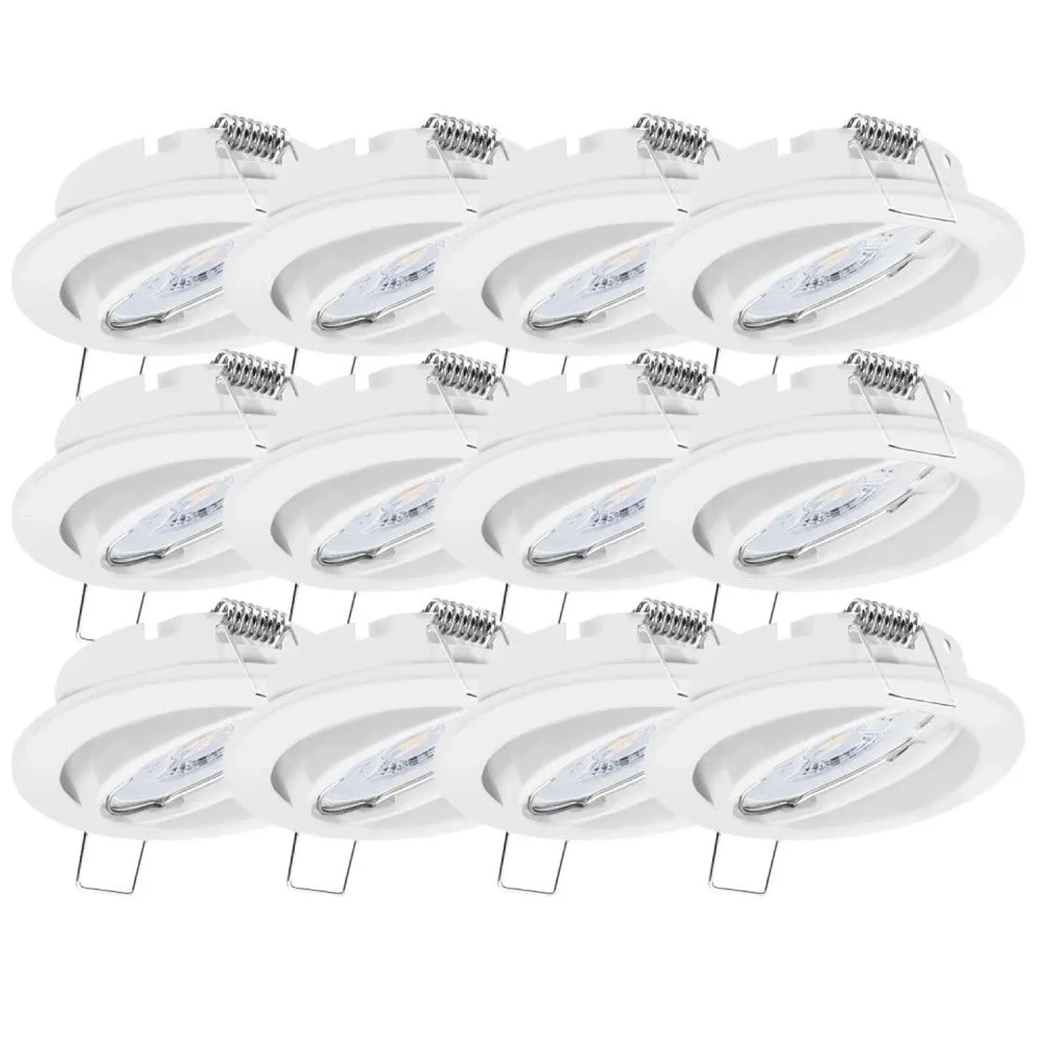 Oktaplex Dijon 12er Set LED-Spots Einbaustrahler Dimmbar Schwenkbar Lochmaß Ø 68mm Weiß 4,9W 2700K Warmweiß 230V