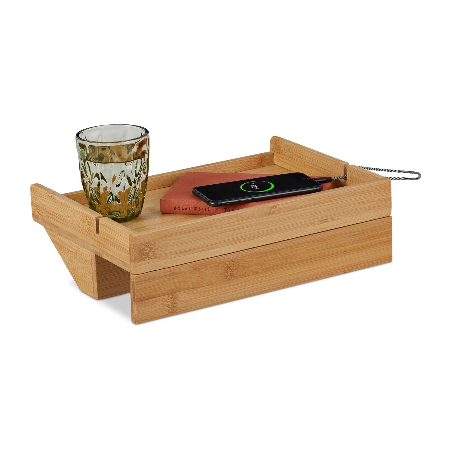 Relaxdays Bettablage Bambus Natur Klemmbar 10 cm x 33 cm x 24 cm 1,3 kg