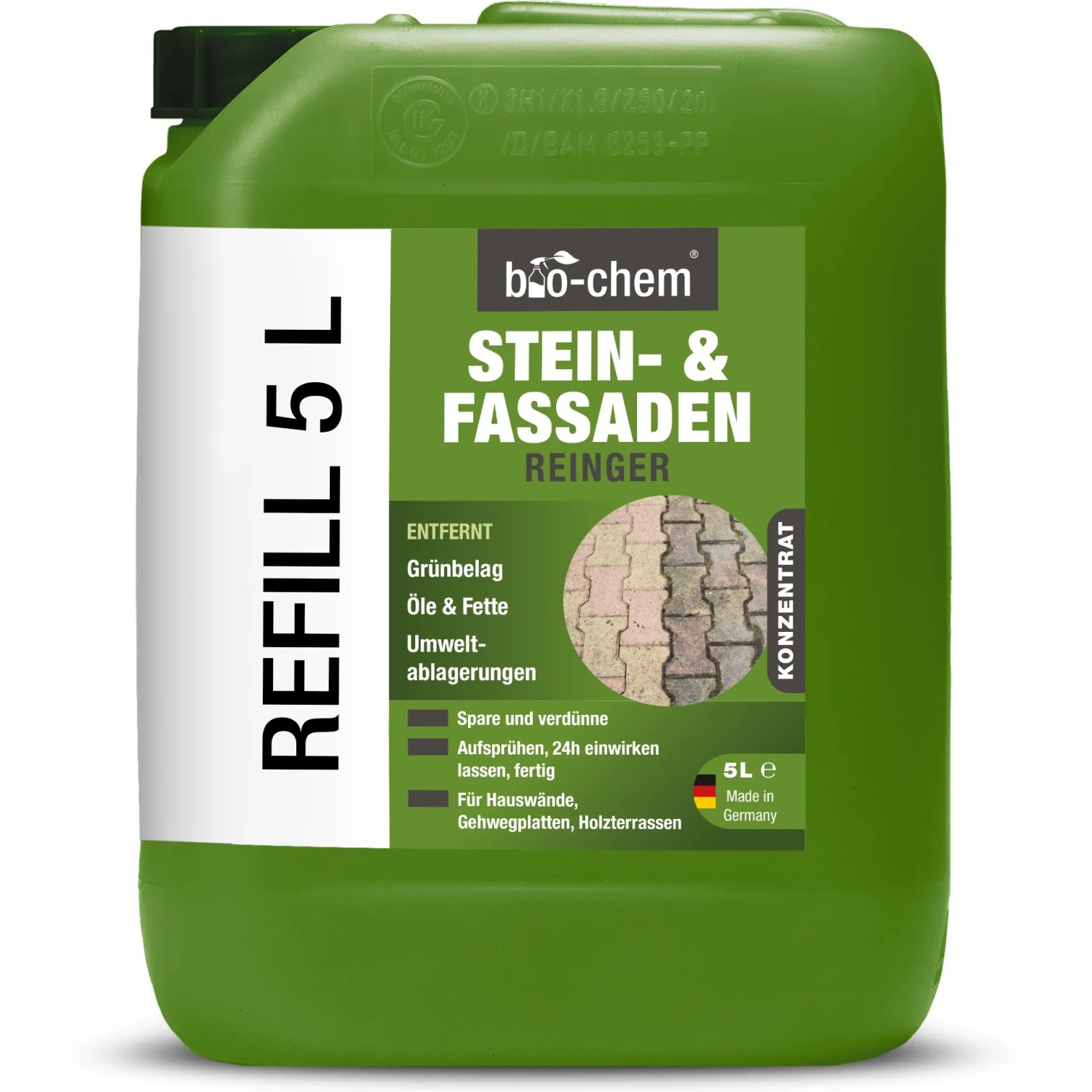 bio-chem Stein- und Fassadenreiniger 5, Kanister Konzentrat für den Außenbereich