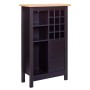 Schwarzer Weinschrank Helina mit Fächern und Tür, modernes Design, 77x33x124cm.