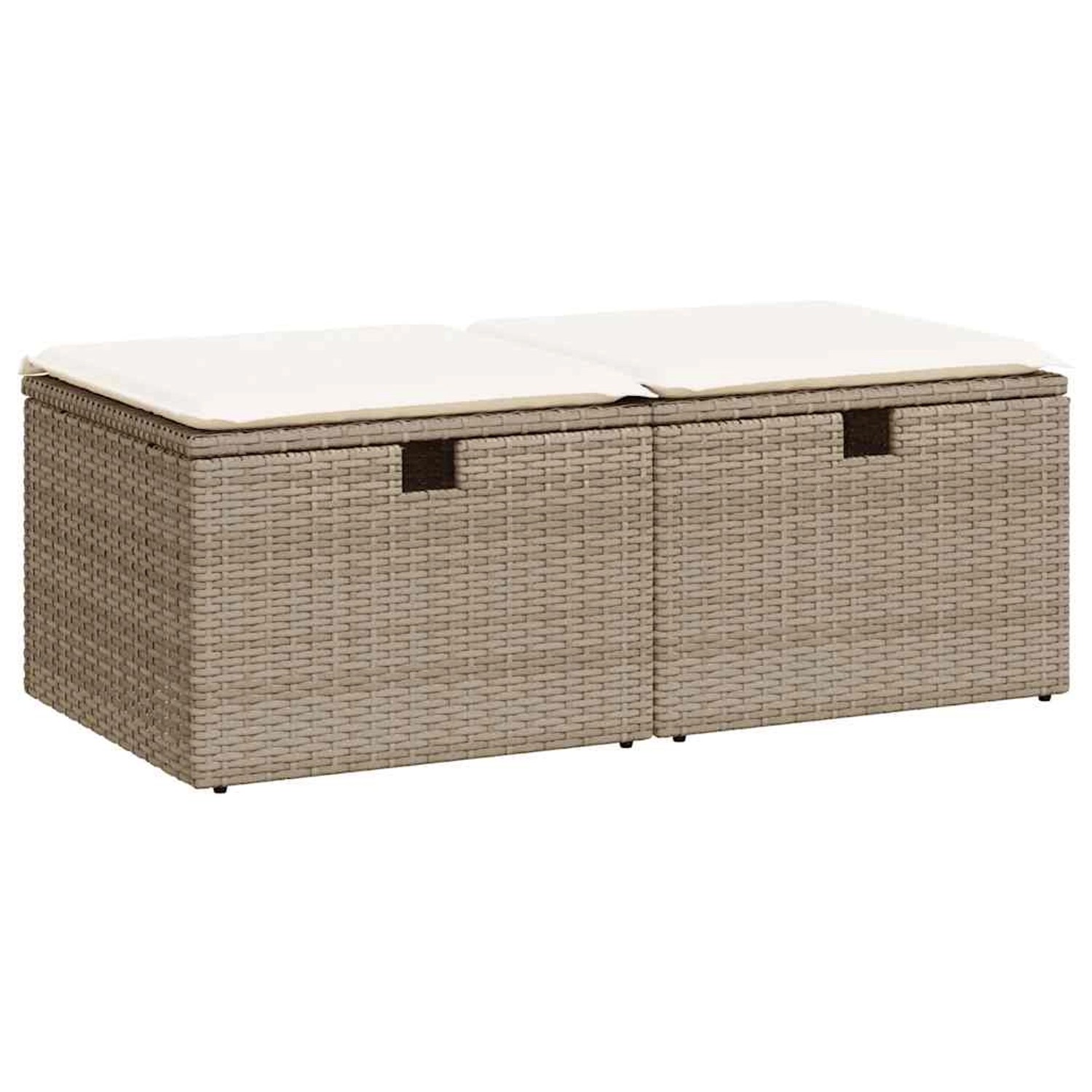 vidaXL 2-Tlg Garten-Sofagarnitur mit Kissen Beige Poly Rattan Akazie 332867 günstig online kaufen