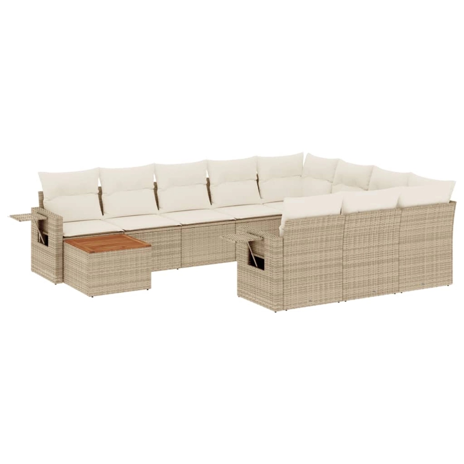 vidaXL 11-Tlg Garten-Sofagarnitur mit Kissen Beige Poly Rattan 3257080 günstig online kaufen