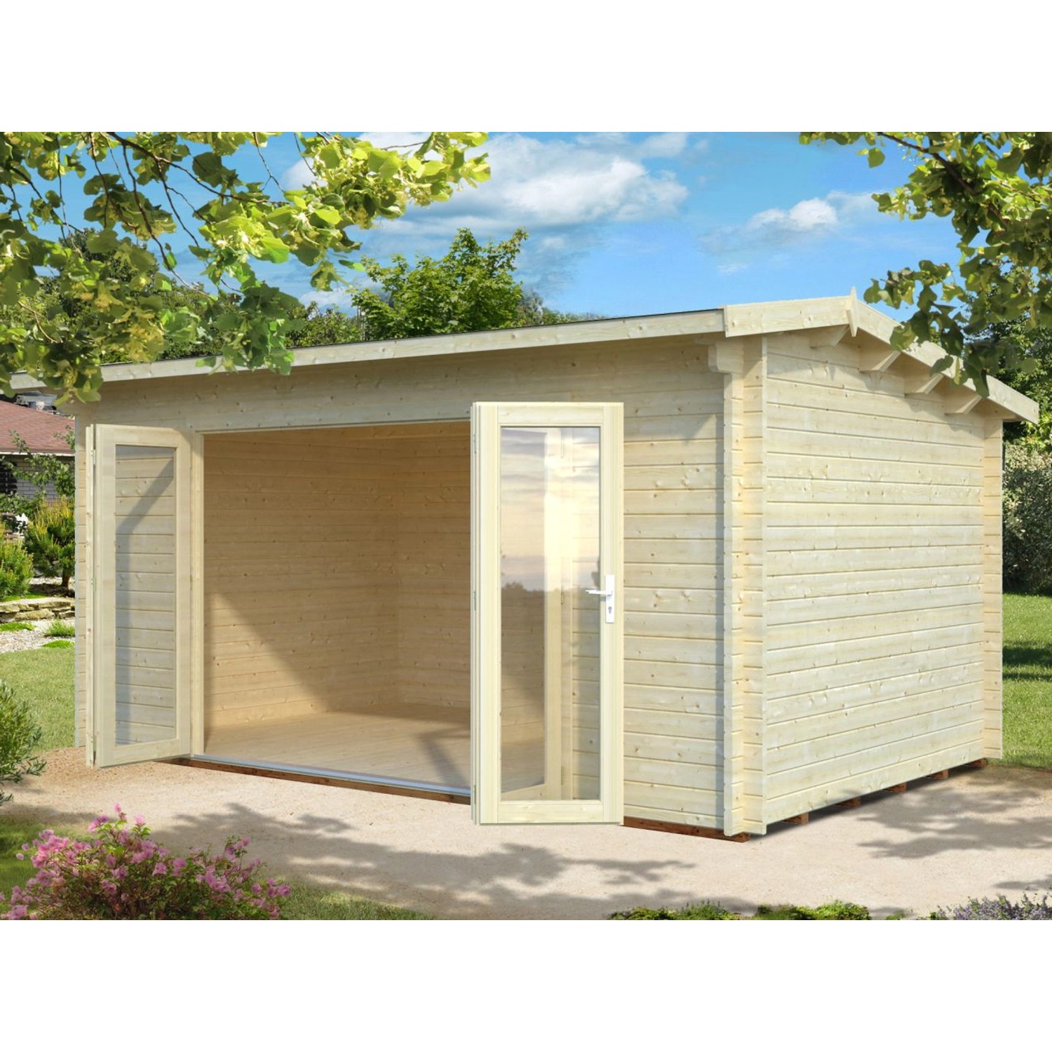 Palmako Ines Holz-Gartenhaus Hellbraun T...